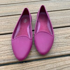 Magenta Croc Ballet Flats